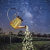 Solar Garden Watering Can Lights,Solar Waterfall Lights with Cascading Lights Waterproof Charging Board,Garden Decor for Outside,Outdoor Solar Light String Fairy LED Hanging Lantern for Yard Decor SY