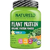 NATURELO Plant Protein Powder, Vanilla, 22g Protein - Non-GMO, Vegan, No Gluten, Dairy, or Soy - No Artificial Flavors, Synthetic Coloring, Preservatives, or Additives - 20 Servings