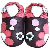 Leather Baby Soft Sole Shoes Boy Girl Infant Children Kid Toddler First Walk Gift Flowerpatch Purple 0-3Y