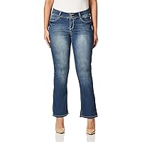 WallFlower Women's Luscious Curvy Bootcut Mid-Rise Insta Stretch Juniors Jeans (Standard and Plus), Chrystie Pure, 16 Plus Short
