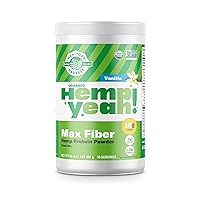 Hemp Yeah! Organic Max Fiber Protein Powder, Vanilla, 16oz; with 10g of Fiber, 9g Protein and 1.9g Omegas 3&6 per Serving, Preservative Free, Non-GMO