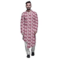 Atasi Party Wear Kurta Set for Men Mandarin Collar Ethnic Printed Kurta Pajama