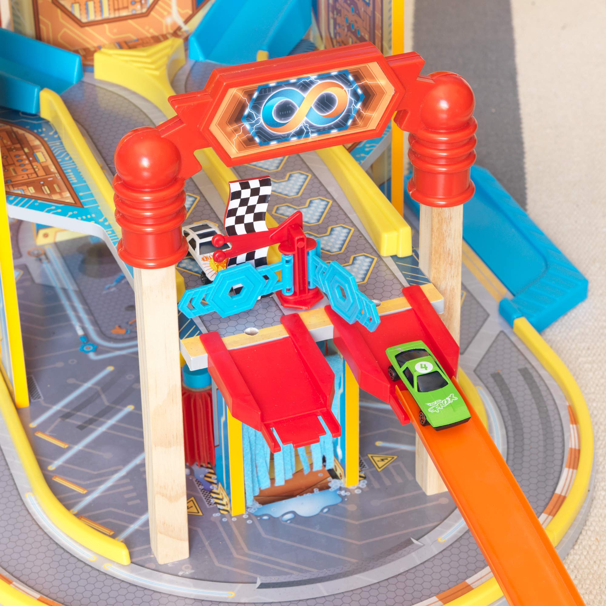 KidKraft Super Vortex Racing Tower 5-Story Race Track Toy for Die-Cast Cars; Storage for 50+ Vehicles, Gift for Ages 3+