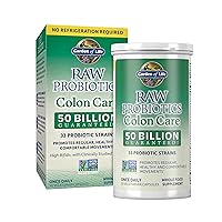 Garden of Life RAW Probiotics Colon Care Shelf Stable - 50 Billion CFU Guaranteed Through Expiration - Once Daily - Certified Non-GMO & Gluten Free - No Refrigeration, 30 Vegetarian Capsules