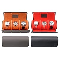 Genuine Saffiano Leather Watch Roll Travel Case Bundle - 2X Watch Roll Case For 3 Watches With Luxury Ultrasuede Lining in Slate Grey & Nero Black - Protect, Store, & Display Fine Timepieces