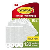 Command Medium Picture Hanging Strips, Damage Free Hanging Picture Hangers, No Tools Wall Hanging Strips for Living Spaces, 132 White Adhesive Strip Pairs(264 Command Strips)