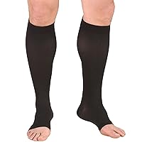 Truform Surgical Stockings, 18 mmHg Compression for Men and Women, Knee High Length, Open Toe, Black, Medium