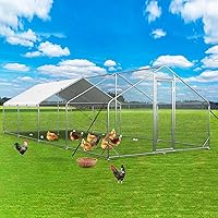 Large Metal Chicken Coop Run, Walk-in Poultry Cage Heavy Duty Chicken Runs, Chicken Pen with Waterproof Cover, Ducks Rabbits Habitat Spire Shaped Outdoor Farm Use (189.15 Square Feet)