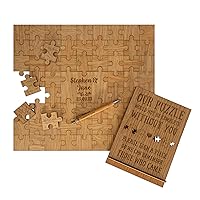 Wedding guest book alternative jigsaw puzzle personalized guestbook | laser engraved wooden pieces for party engagement reception anniversary (204 Piece Style 1)