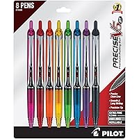 Precise V5 RT Extra-Fine Premium Retractable Rolling Ball Pens, 0.5mm, Assorted Colors, 8 Count (11890)