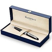 Expert Ballpoint Pen Gloss Black with Chrome Trim Medium Tip Blue Ink Gift Box