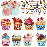 32 Packs Valentine's Day Craft Kits DIY Cake Craft for Kids, Make Your Own Valentines Cake Sweet Ornament Bulk Valentine's Day Paper Decorative Kit for Preschool Home Class Game Activities