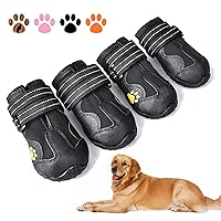 Dog Boots,Waterproof Dog Shoes,Dog Booties with Reflective Rugged Anti-Slip Sole and Skid-Proof,Outdoor Dog Shoes for Medium to Large Dogs 4Pcs-Size7