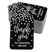 Pack of 100 Thankyou for Celebrating with Me Birthday Favor Paper Tags Craft Real Silver Foil Hang Tags