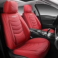 Full Coverage Leather Car Seat Covers 5 Seats Universal Fit for Most Cars Trucks and SUVs with Waterproof Leatherette in Automotive Seat Cover Accessories (Wine Red)