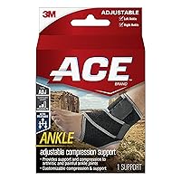ACE 207248 Brand Adjustable Compression Ankle Moderate Support for Weak, Sore or Injured Joints, One Size Fits Most