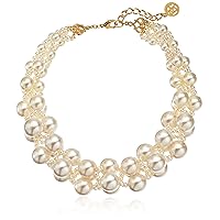Ben-Amun Jewelry Woven Collar Glass Pearl Strand Necklace for Bridal Wedding Anniversary