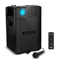 ION Portable Outdoor LED Projector with 30W Speakers, Bluetooth, Rechargeable Battery, Mic, USB and HDMI Connections