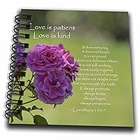 3dRose Pretty Pink Roses Love is Patient Bible Verse-Inspirational-Mini Notepad, 4 by 4-inch (db_110502_3)