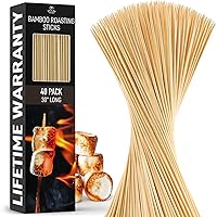 Zulay Kitchen Authentic Bamboo Marshmallow Smores Sticks - 40 Extra Long 30