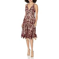 Dress the Population Women's Blair Plunging Fit and Flare Midi Dress