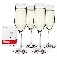 Style Champagne Wine Glasses Set of 4 - European-Made Crystal, Classic Stemmed, Dishwasher Safe, Professional Quality Wine Glass Gift Set - 8.5 oz