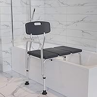 Flash Furniture HERCULES Series 300 Lb. Capacity Adjustable Gray Bath & Shower Transfer Bench with Back and Side Arm
