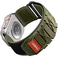 Nylon Strap compatible with Apple Watch Strap Ultra/Ultra 2 49mm 45mm 44mm 42mm, Sport Loop Replacement Band for iWatch Series SE/Ultra/Ultra 2/Series 9 8 7 6 5 4 3 2 1, L-Green
