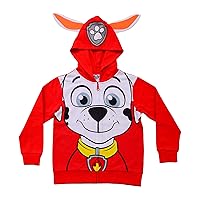 Paw Patrol Nickelodeon Marshall, Rubble or Chase Boys' Zip Up Hoodie for Toddler and Little Kids – Red/Yellow/Blue