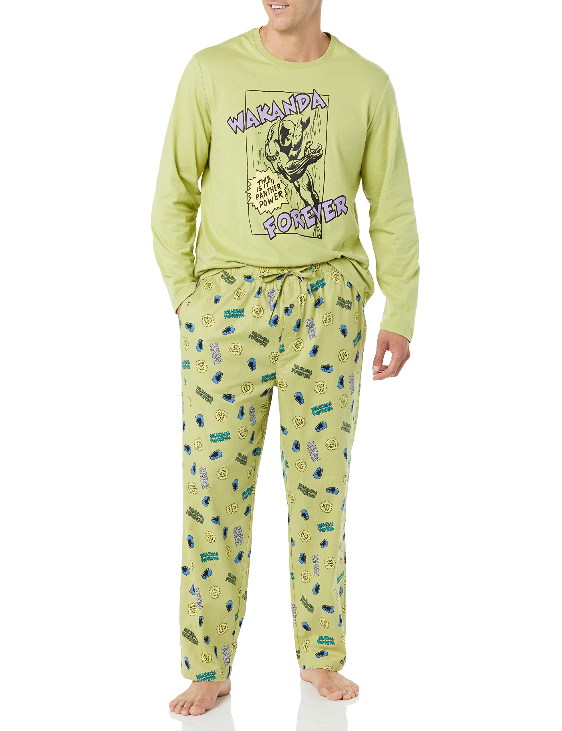 Amazon Essentials Marvel Men's Flannel Pajama Sleep Sets, Multipacks