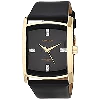 Armitron Men's Genuine Crystal Accented Leather Strap Watch