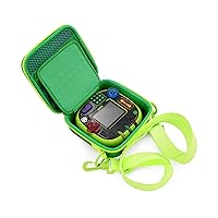 CASEMATIX Green Toy Box Travel Case Compatible with Leapfrog Rockit Twist Handheld Learning Game System - Includes Adjustable Shoulder Strap, Accessory Storage and Rubber Frog Keychain - CASE ONLY