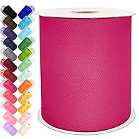 Tulle Fabric Rolls 6 Inch by 200 Yards (600 FT) Ribbon Netting Spool for Tutu Skirt Wedding Baby Shower Birthday Party Decoration Gift Wrapping DIY Crafts (Fuchsia)