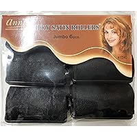 Annie Silky Satin Foam Rollers #1240, 6 Count Black Jumbo 1-1/2 Inch (2 Pack)
