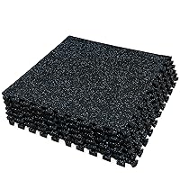 0.56 Inch Thick Exercise Equipment Mats, 6 Tiles EVA Foam Mats with Rubber Top, Interlocking Rubber Floor Tiles for Home Gym and Fitness Room, Protective Flooring Mat, 24 in x 24 in