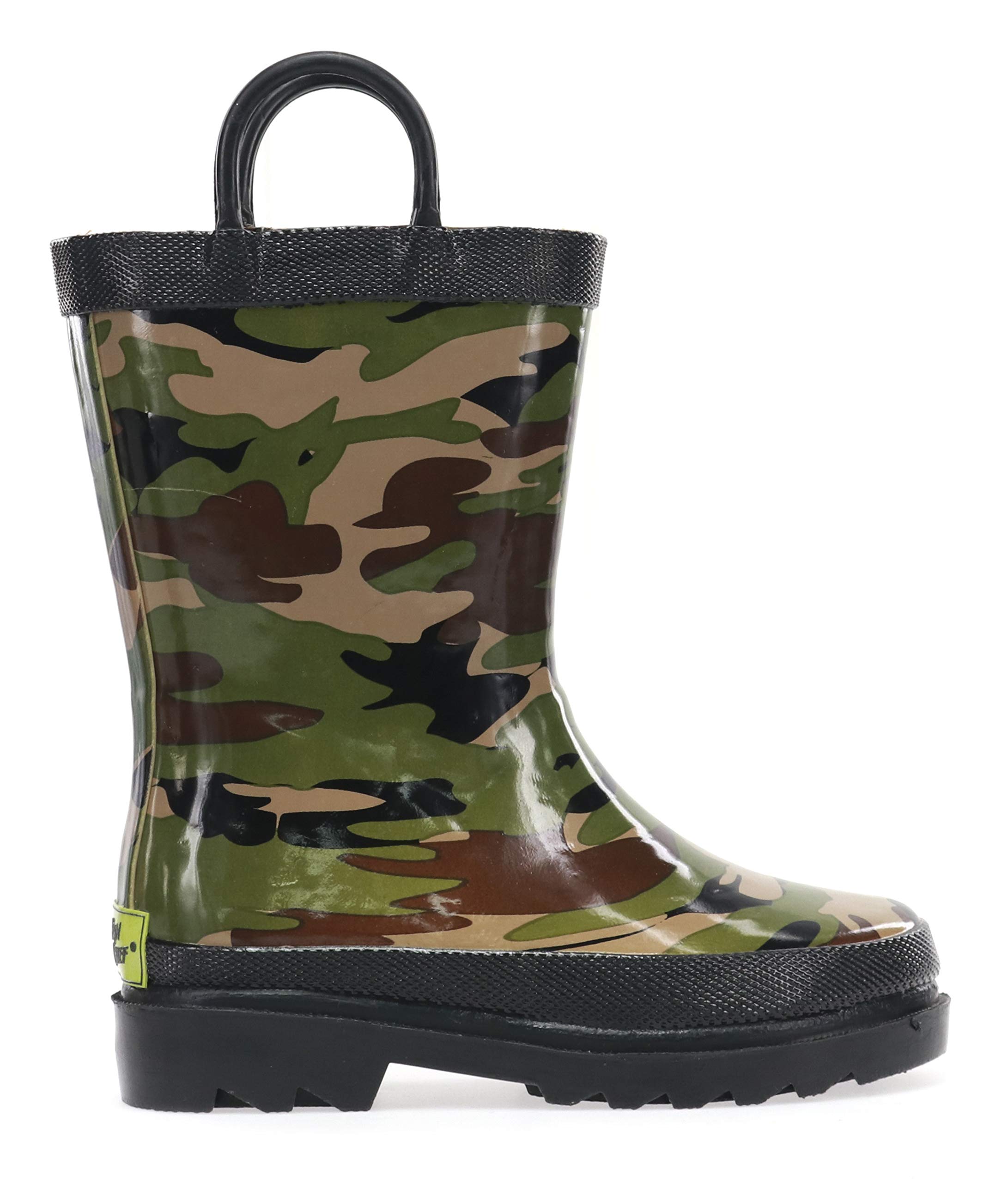 Western Chief Boys Waterproof Printed Rain Boot with Easy Pull On Handles