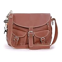Catwalk Collection Handbags - Women's Leather Cross Body Bag - Medium/Large Hobo Messenger Bag - Adjustable Shoulder Strap - COURIER