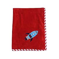 Bacati - Space Boys Embroidered Plush Blanket (Red) (Red)