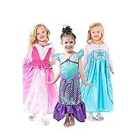 Little Adventures Dreamy Princess Trio Dress Set - Machine Washable Pretend Play (Size Large Age 5-7)