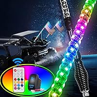 Nilight 2PCS 5FT Spiral RGB Led Whip Light with Spring Base Chasing Light RF Remote Control Lighted Antenna Whips for Can-Am ATV UTV RZR Polaris Dune Buggy Offroad Truck