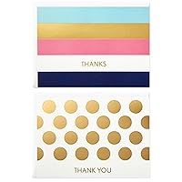 Hallmark Thank You Cards Assortment, Preppy Gold Foil Stripe Dot (50 Thank You Notes with Envelopes for Wedding, Bridal Shower, Baby Shower, Business, Graduation) (5STZ5038)