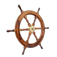 Brass Nautical 30 in. Wooden Ship Wheel
