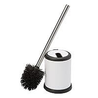 Bath Bliss Toilet Brush and Holder | Self Closing Lid | 360 Degree Brush Head | Bathroom Cleaning | Compact Size | Storage and Organization | White