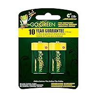 GoGreen Power (24003) Eco Friendly Alkaline C Batteries - No Lead, Cadmium or Mercury - Pack of 2