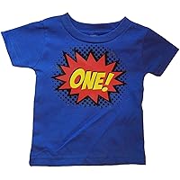 Baby Boys One Superhero Comic Book Hero 1st Birthday Boy Shirt 1 Year Old Colorful First Birthday T-Shirt