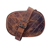 Natural Leather Waist Bag Leather Chest belt Ladies Bum Bag (TAN)