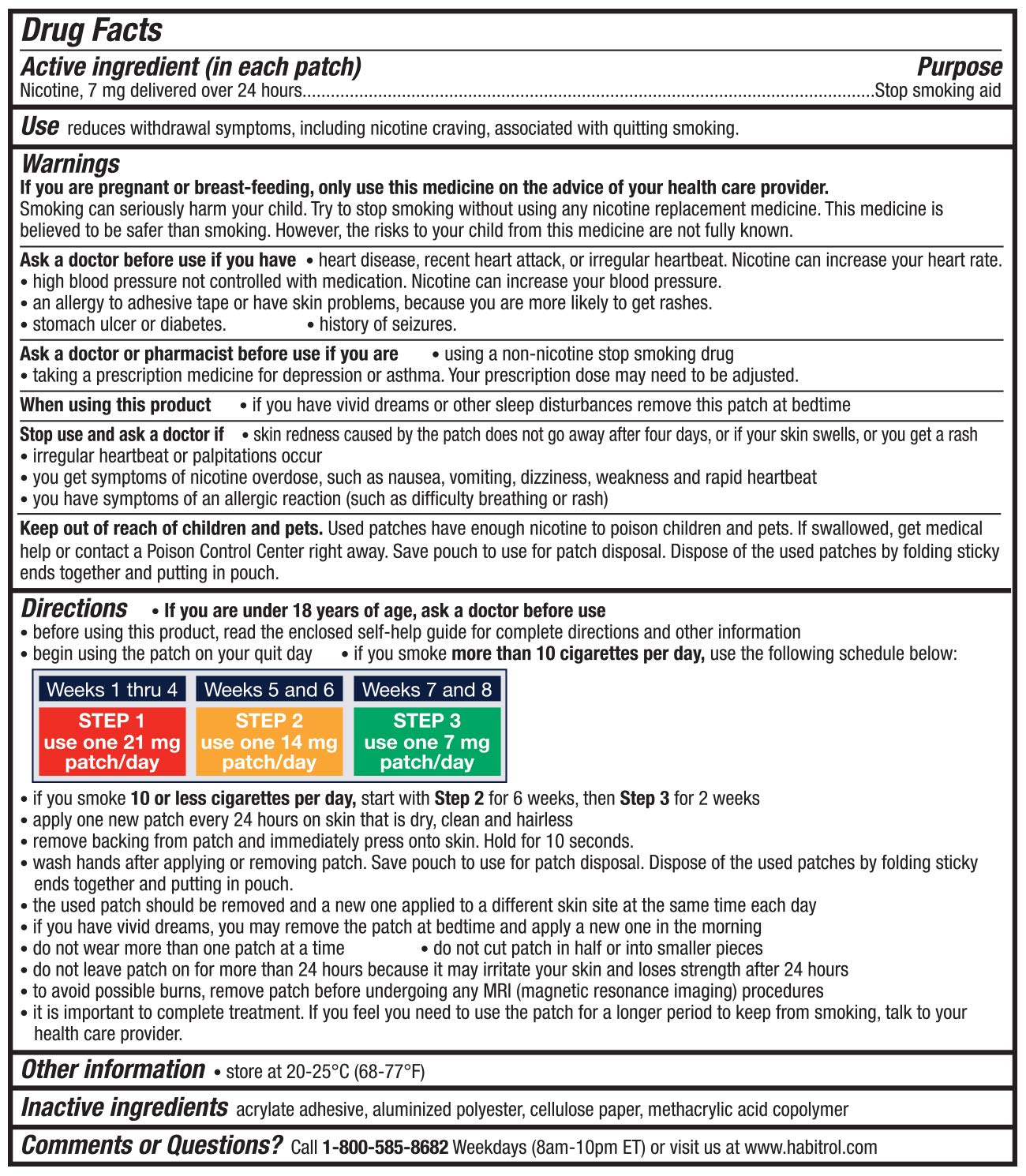 Habitrol Nicotine Transdermal System Patch | Stop Smoking Aid | Step 3 (7 mg) | 14 Patches | (2 Week Kit) | Packaging May Vary