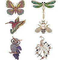 6 Pieces Women Brooch Set Crystal Pin Brooch Colorful Animal Shape Brooch Pin for Women Girls Party Favors