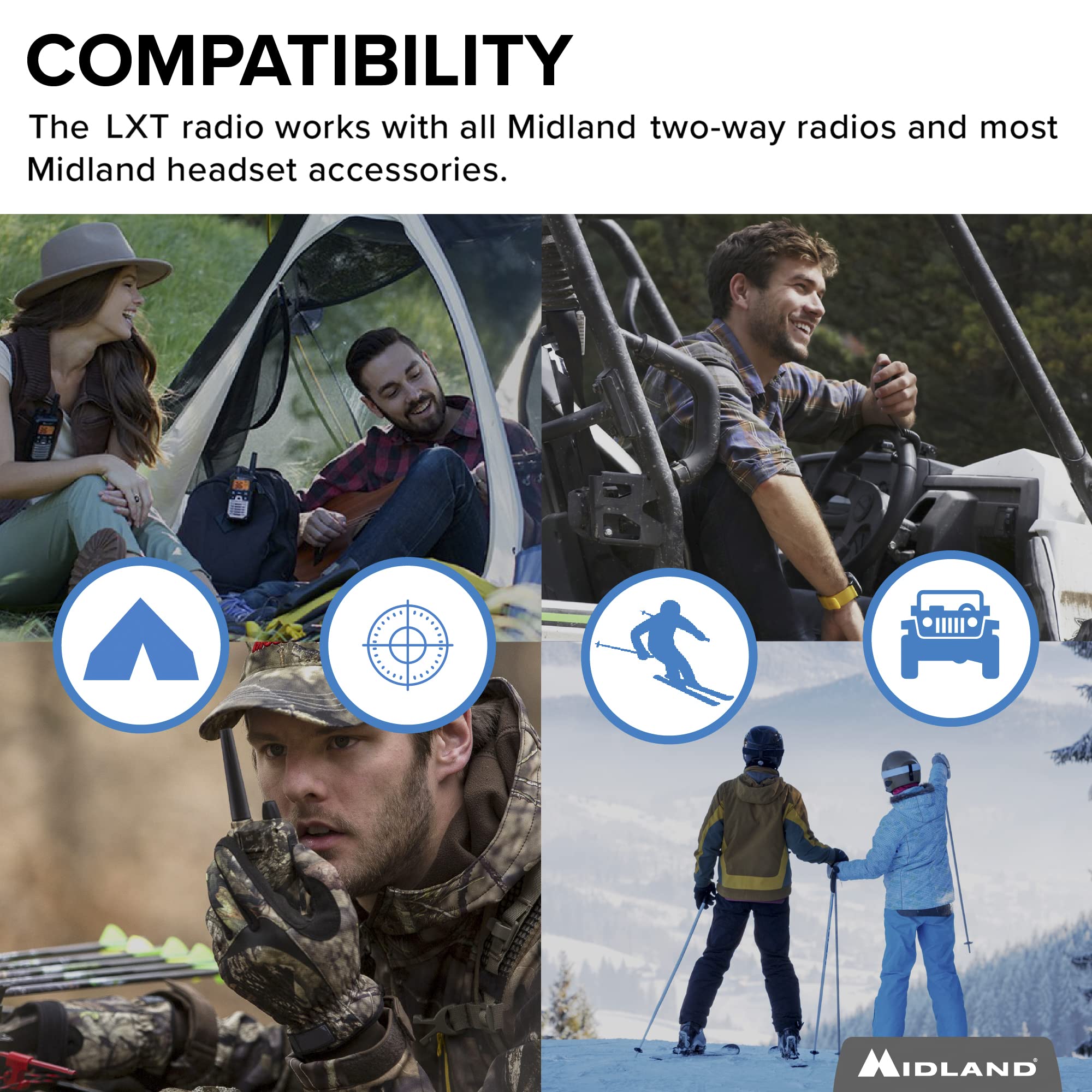 Midland 22 Channel FRS Walkie Talkies with Channel Scan - Long Range Two Way Radios, Silent Operation, Batteries Included (Mossy Oak Camo, 2-Pack)