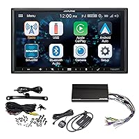 Alpine iLX-W650 Digital Multimedia Receiver with CarPlay and Android Auto Compatibility, a License Plate Mount Camera a KTA-450 4-Channel Power Pack Amplifier & Satellite Radio Tuner Kit